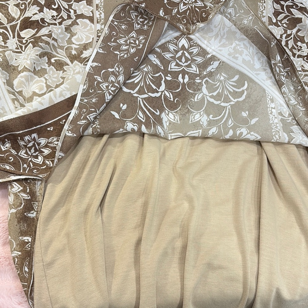 Tan & Brown Boho Floral Shawl Blouse - Picture 5 of 8